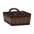 Cute vintage wicker basket. Hand drawn detailed illustration