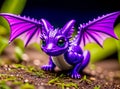 Cute violet baby dragon created with Generative AI