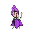 Cute violet hair fairy tale with star magic stick