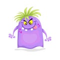 Cute violet monster. Happy Halloween mascot character. Best for kid parties designs, t-shirt and posters.