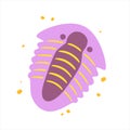 Cute violet trilobite. Vector flat illustration Royalty Free Stock Photo