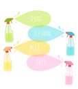Cute vivid spring cleaning background with hand written text