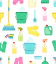 Cute vivid spring cleaning seamless background