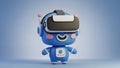 Cute VR Robot Cartoon Character, Metaverse Technology, 3D Render Royalty Free Stock Photo
