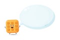 Cute waffle character with bubble speech