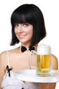 Cute waitress with beer