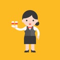 Cute waitress chef character, professional set, flat design