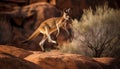 Cute wallaby standing in the outback sunset generated by AI Royalty Free Stock Photo