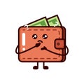 Cute Wallet with money mascot logo design illustration