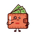 Cute Wallet with money mascot logo design illustration