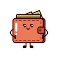 Cute Wallet with money mascot logo design illustration