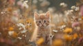 Cute wallpaper with curious kittens with blurred background and bokeh effects, wallpaper with cat kittens and radiant light,