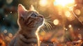 Cute wallpaper with curious kittens with blurred background and bokeh effects, wallpaper with cat kittens and radiant light,