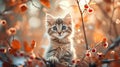 Cute wallpaper with curious kittens with blurred background and bokeh effects, wallpaper with cat kittens and radiant light,