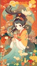 A cute Japanese wallpaper about relief, superstition, astrology, strengthening luck and destiny.