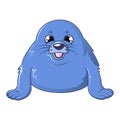 Cute walrus icon, cartoon style