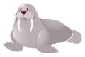 Cute walrus on white background