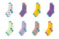 Warm colorful socks.Wool winter socks collection. Vector