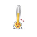 Cute warm thermometer cartoon character has a falling in love face