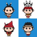 Cute ancient warrior character set Royalty Free Stock Photo