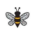 Cute wasp icon. Cartoon bee sticker. Simple hornet icon. Honeybee