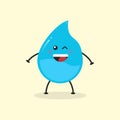 Cute Flat Cartoon Water Drop Illustration. Vector illustration of cute water drop with smilling expression. Cute water mascot desi Royalty Free Stock Photo