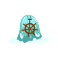 Cute Water Monster with Steering Wheel, Fantasy Creature Cartoon Character Vector Illustration