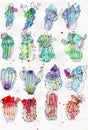 Cute watercolor cacti set. Royalty Free Stock Photo