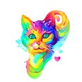 Cute watercolor cat portrait. generative AI.