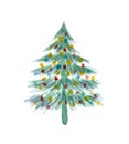 Cute watercolor Christmas tree illustration Royalty Free Stock Photo