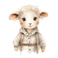 Cute watercolor clothed lamb illustration