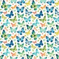 Cute watercolor colorful butterfly seamless pattern background Royalty Free Stock Photo