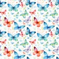 Cute watercolor colorful butterfly seamless pattern background Royalty Free Stock Photo