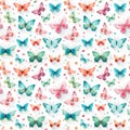 Cute watercolor colorful butterfly seamless pattern background Royalty Free Stock Photo