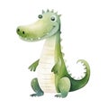 Cute watercolor crocodile illustration isolated on white background Royalty Free Stock Photo