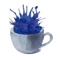 Cute watercolor cup with space tea Royalty Free Stock Photo