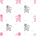 Cute watercolor elephants pattern. Vector seamless background for kids Royalty Free Stock Photo