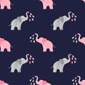 Cute watercolor elephants pattern.