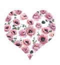 Cute watercolor floral hearts