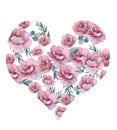 Cute watercolor floral hearts