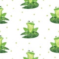 Cute watercolor frog pattern.