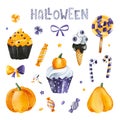 Cute watercolor Halloween collection