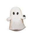Cute watercolor halloween ghost.
