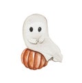 Cute watercolor Halloween ghost.