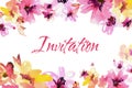 Cute watercolor invitation with hand painted flowers