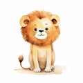 Cute Watercolor Lion Baby Illustration - Cartoony Style