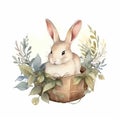 Cute watercolor rabbit illustration