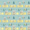 Cute watercolor rat seamless pattern. Mouse symbol 2020 new year Royalty Free Stock Photo