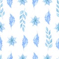 Cute watercolor seamless pattern with blue flowers. floral background Royalty Free Stock Photo