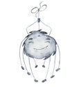 Cute watercolor spider cartoon illustration